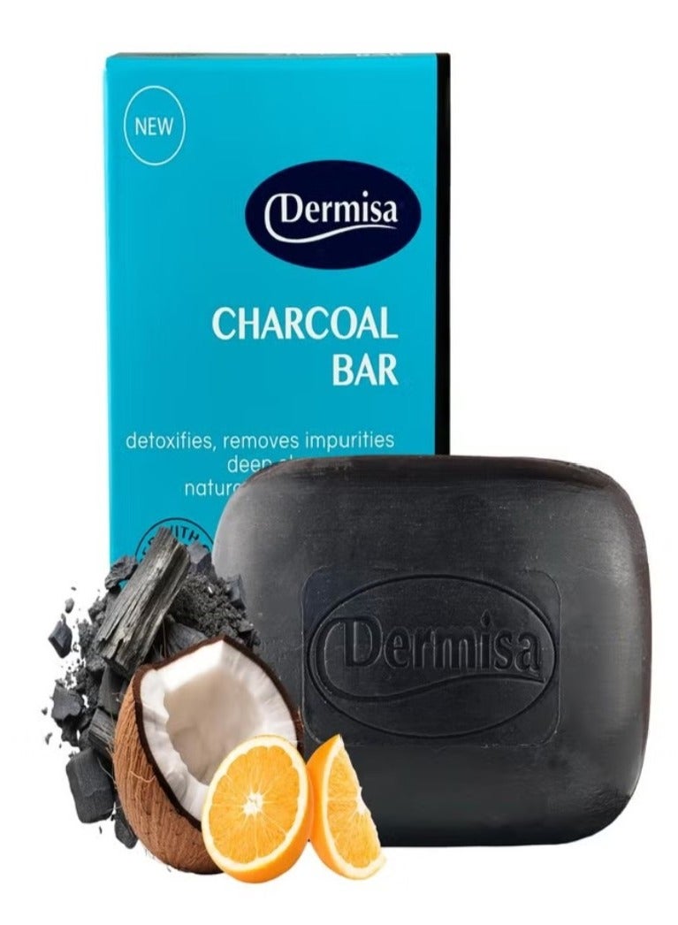 DERMISA صابون ديرميزا بالفحم | صابون تنظيف لطيف طبيعي | يحتوي على الفحم النشط وزيت جوز الهند وزبدة الشيا وفيتامين C وعشبة العرقسوس | بدون بارابين | 3 أونصات (عبوة واحدة) - Image 3