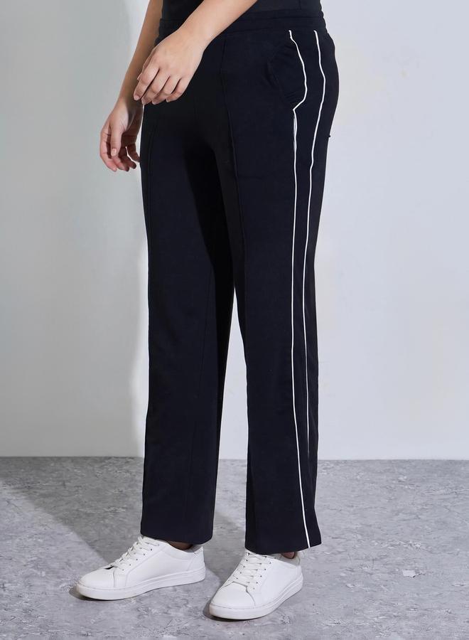 Styli Plus Size Black Side Striped Wide Leg Joggers - Image 1