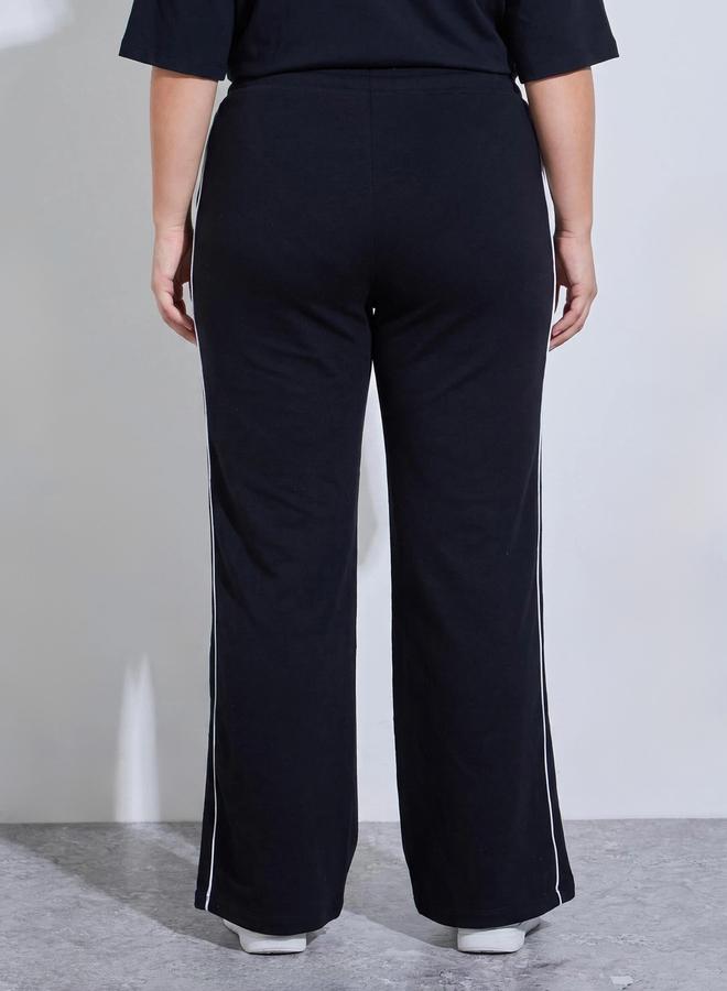 Styli Plus Size Black Side Striped Wide Leg Joggers - Image 5