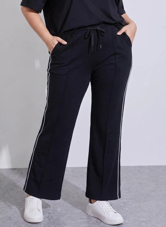 Styli Plus Size Black Side Striped Wide Leg Joggers - Image 3