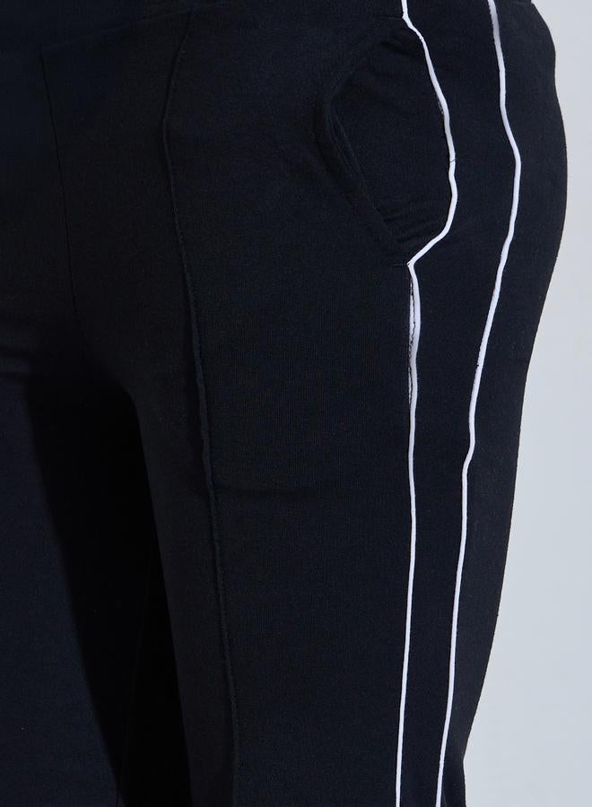 Styli Plus Size Black Side Striped Wide Leg Joggers - Image 4