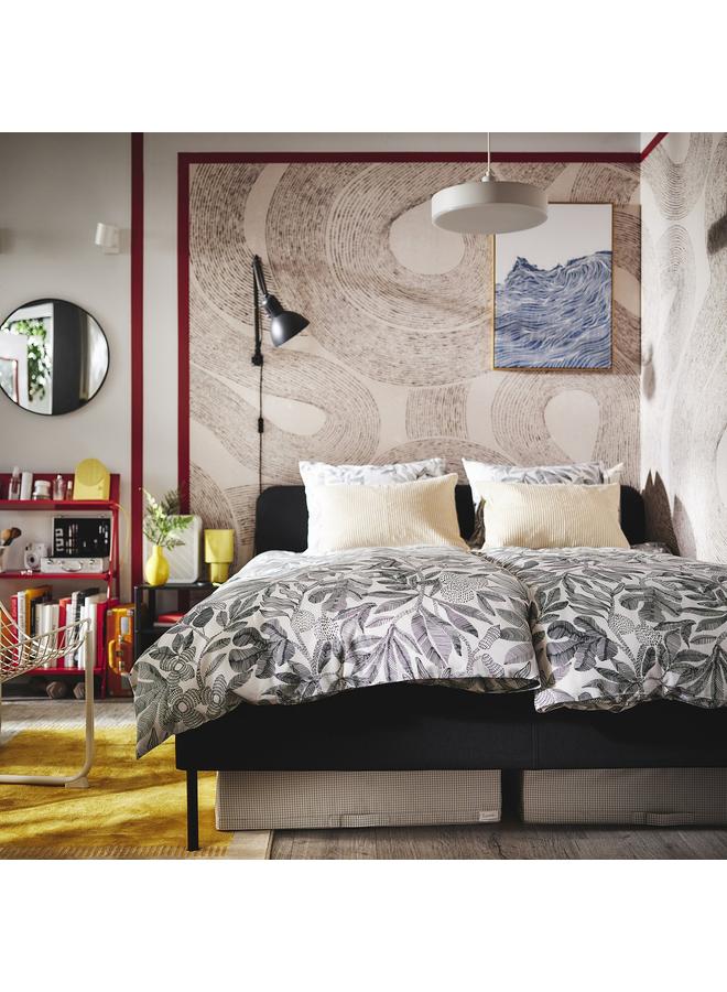 Zaboon Duvet Cover And Pillowcase, White/Black, 150X200/50X80 Cm - Image 3