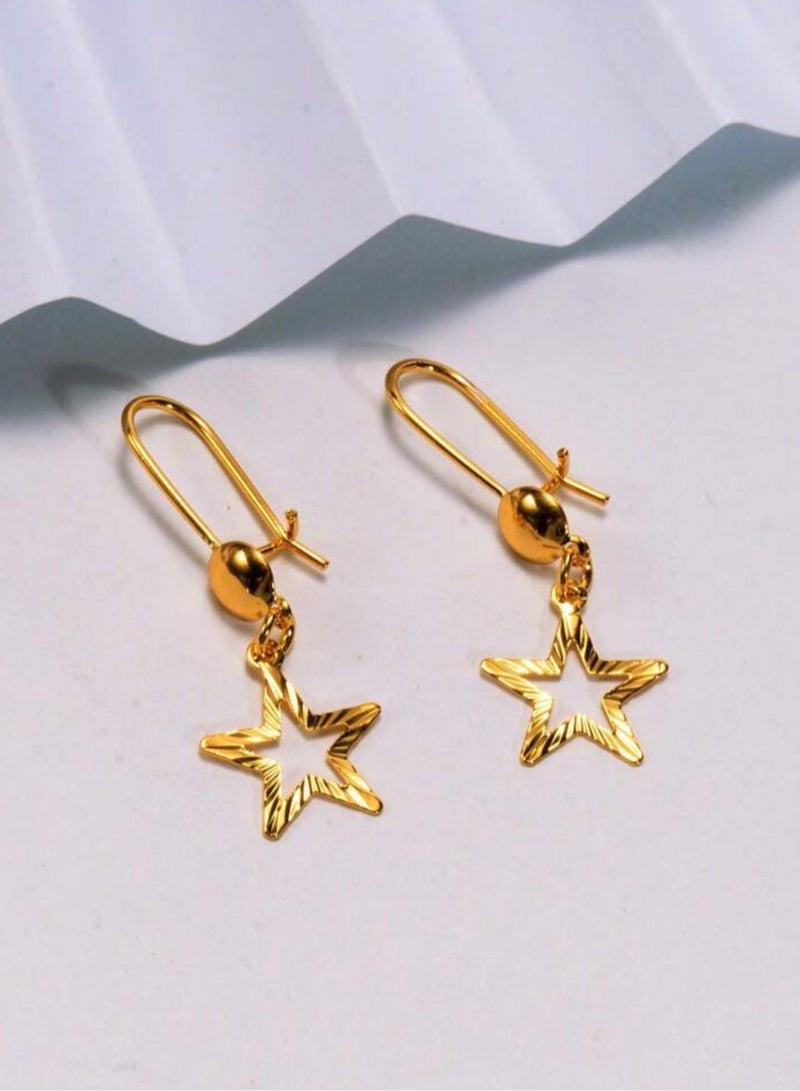Dangle Charms Elegant 21k Gold Plated Earrings For Women - Image 3
