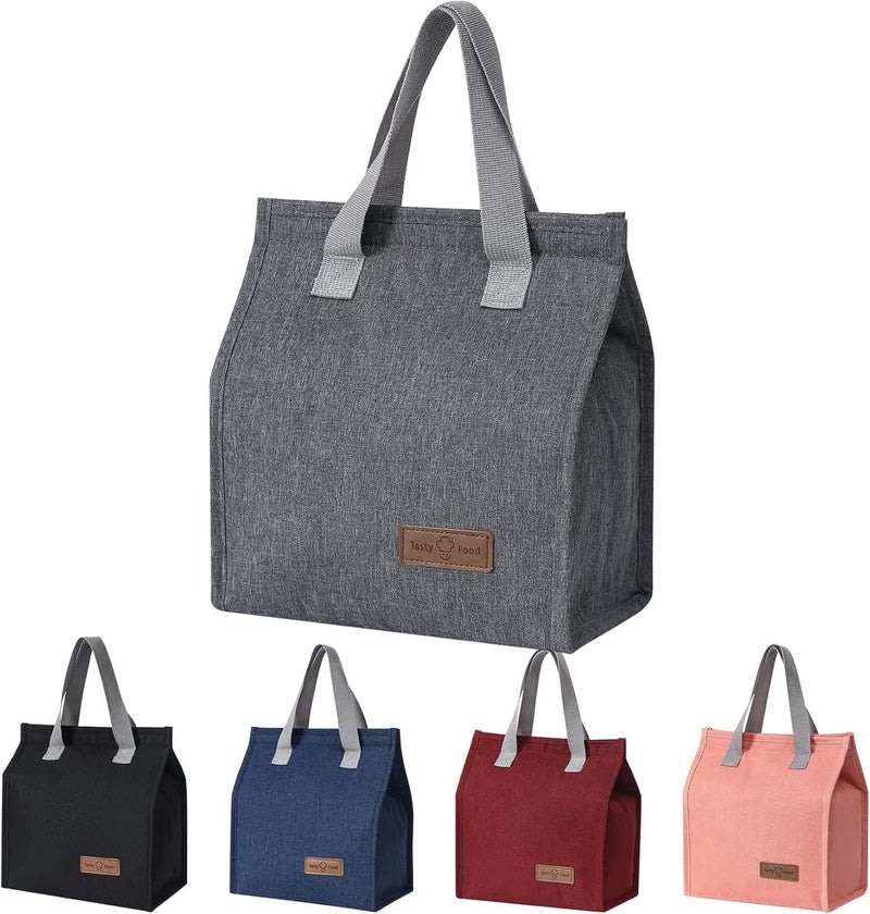 Nibbler Thermal Insulated Travel Lunch Tiffin Storage Bag Organiser Leak-Proof Hot Cold Lunch Bag Reusable Tote Bag with Aluminum Foil for School Picnic Office Outdoor (Deep Grey) - Image 1