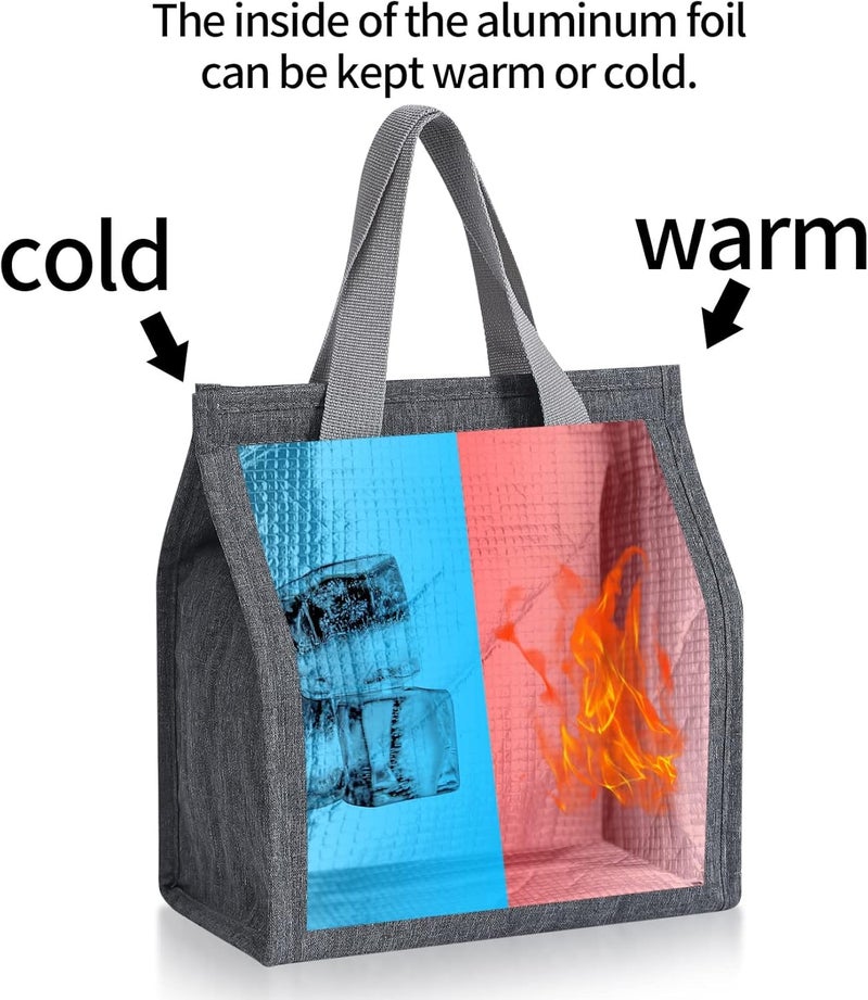 Nibbler Thermal Insulated Travel Lunch Tiffin Storage Bag Organiser Leak-Proof Hot Cold Lunch Bag Reusable Tote Bag with Aluminum Foil for School Picnic Office Outdoor (Deep Grey) - Image 3