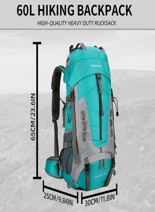 King'sGuard 60L Hiking Backpack Large Waterproof Camping Backpack for Men and Women Lightweight Frameless Backpacking Backpack with Rain Cover (Lake Blue) - Image 5
