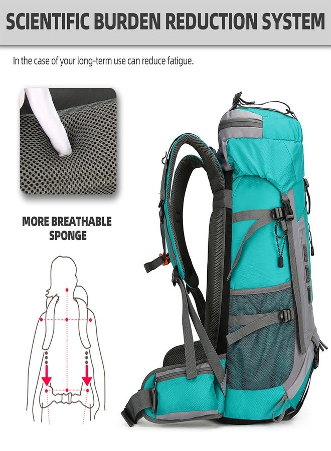 King'sGuard 60L Hiking Backpack Large Waterproof Camping Backpack for Men and Women Lightweight Frameless Backpacking Backpack with Rain Cover (Lake Blue) - Image 2