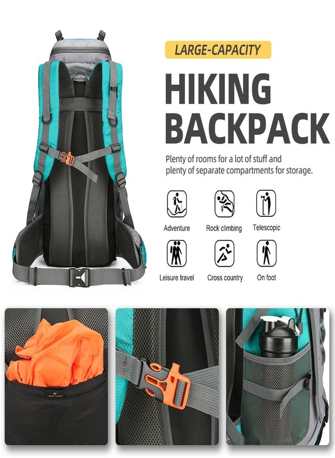 King'sGuard 60L Hiking Backpack Large Waterproof Camping Backpack for Men and Women Lightweight Frameless Backpacking Backpack with Rain Cover (Lake Blue) - Image 4