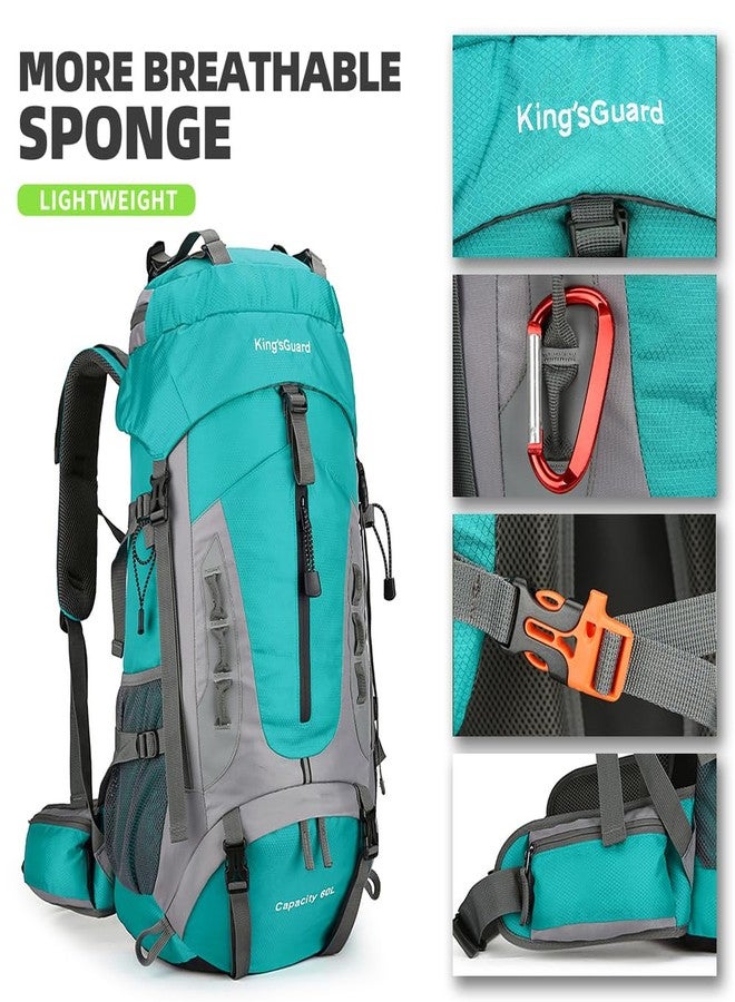 King'sGuard 60L Hiking Backpack Large Waterproof Camping Backpack for Men and Women Lightweight Frameless Backpacking Backpack with Rain Cover (Lake Blue) - Image 3