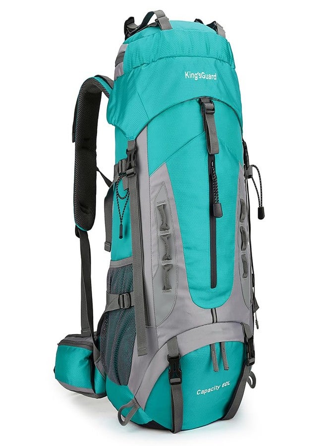 King'sGuard 60L Hiking Backpack Large Waterproof Camping Backpack for Men and Women Lightweight Frameless Backpacking Backpack with Rain Cover (Lake Blue) - Image 1