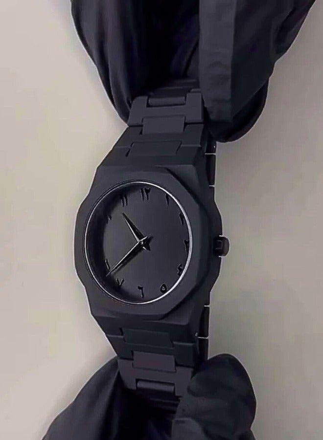 تشيس اب للرجال بأرقام عربية، لون أسود مطفي، تصميم بسيط، تناظري | ساعات يد رائجة - Image 3