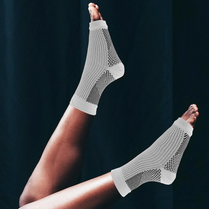Breathable Nylon Ankle Support Sleeves Compression Wraps For Injury Relief Sports Protection Black White Xl 4Pcs - Image 4