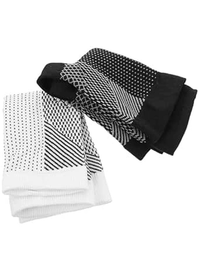 Breathable Nylon Ankle Support Sleeves Compression Wraps For Injury Relief Sports Protection Black White Xl 4Pcs - Image 1