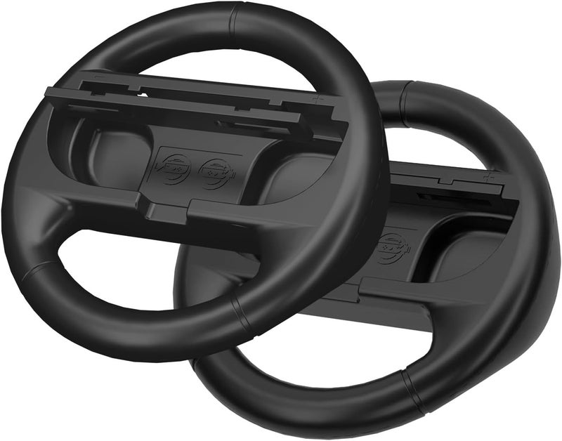 TELANPU 2PACK Steering Wheel Controller for Nintendo Switch & Switch 2 – Compatible with Mario Kart, Zelda, and Racing Games – Joy-Con Accessory for Kids and Adults(BLACK) - Image 1