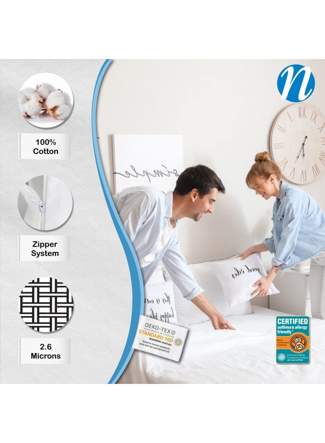 AllerSoft National Allergy Premium 100% Cotton Zippered Mattress Protector - King Size (78" x 80") - 12-inch Deep - White - Breathable 300 Thread Count Hypoallergenic Cover - Advanced Encasement  - Image 3