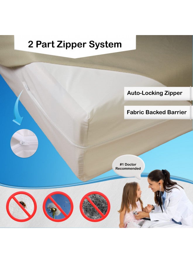AllerSoft National Allergy Premium 100% Cotton Zippered Mattress Protector - King Size (78" x 80") - 12-inch Deep - White - Breathable 300 Thread Count Hypoallergenic Cover - Advanced Encasement  - Image 2