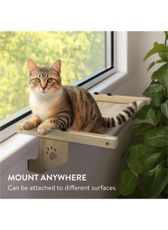 Navaris Navaris Cat Window Perch for Large Cats - Heavy Duty Wooden Cat Window Hammock, Cat Window Seat for Indoor Cats, Cat Window Shelf, Cat Bed for Window Sill, Bedside, Drawer, and Other Furnitures  - Image 2
