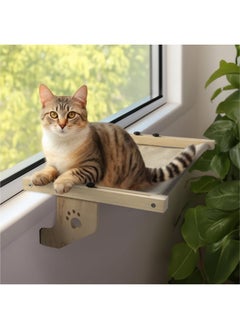 Navaris Navaris Cat Window Perch for Large Cats - Heavy Duty Wooden Cat Window Hammock, Cat Window Seat for Indoor Cats, Cat Window Shelf, Cat Bed for Window Sill, Bedside, Drawer, and Other Furnitures  - Image 1