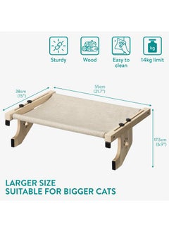 Navaris Navaris Cat Window Perch for Large Cats - Heavy Duty Wooden Cat Window Hammock, Cat Window Seat for Indoor Cats, Cat Window Shelf, Cat Bed for Window Sill, Bedside, Drawer, and Other Furnitures  - Image 5