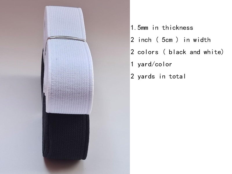 MONIDOOR 2 Inch Elastic Bands 2 Yards 2 Colors Double-Side Twill Woven Elastic Flat Heavy Stretch Elastic for Sewing Pants Waistband (Mixed Color 5, 2 Inch, 225036) - Image 2