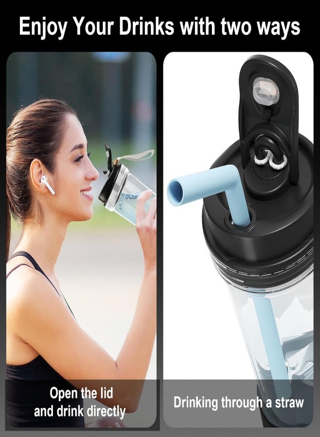 AROAQ Portable Blender for Shakes and Smoothies, 2 Portable Blender Cups, 17 and 10 oz Cordless Small Personal Blender with Straw Brush and Lid, USB-C Rechargeable, Mini-Black - Image 4