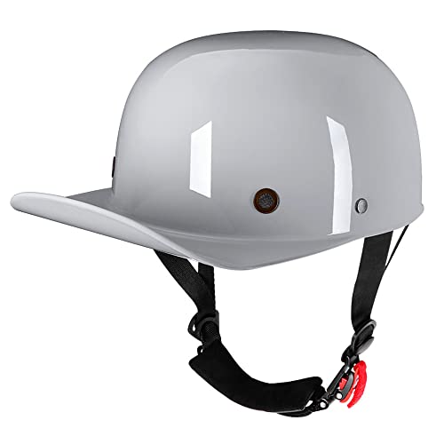 Woljay Vintage Retro Open Face Motorcycle Helmet Baseball Cap Half Helmets Men Women for Moped Cap Jet Scooter Street Cruiser - DOT Certified (Medium, Off-White) - Image 1