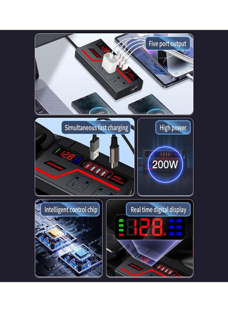 إكس ليفيل محول الطاقة للسيارة-مخرج محول السيارات  محول مخرج الكهربائي للسيارة, مخرج الطاقة لمحول السيارة 200 واط, محول الشاحنة مخرج مخرج التوصيل, محول شاحنة cigarette lighterrr 12 / 24V مدخل السيارة - Image 3