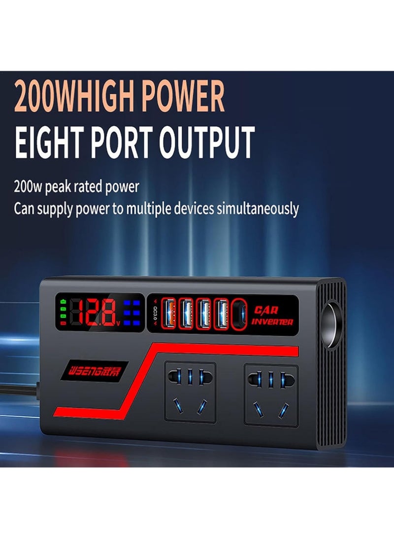 إكس ليفيل محول الطاقة للسيارة-مخرج محول السيارات  محول مخرج الكهربائي للسيارة, مخرج الطاقة لمحول السيارة 200 واط, محول الشاحنة مخرج مخرج التوصيل, محول شاحنة cigarette lighterrr 12 / 24V مدخل السيارة - Image 2