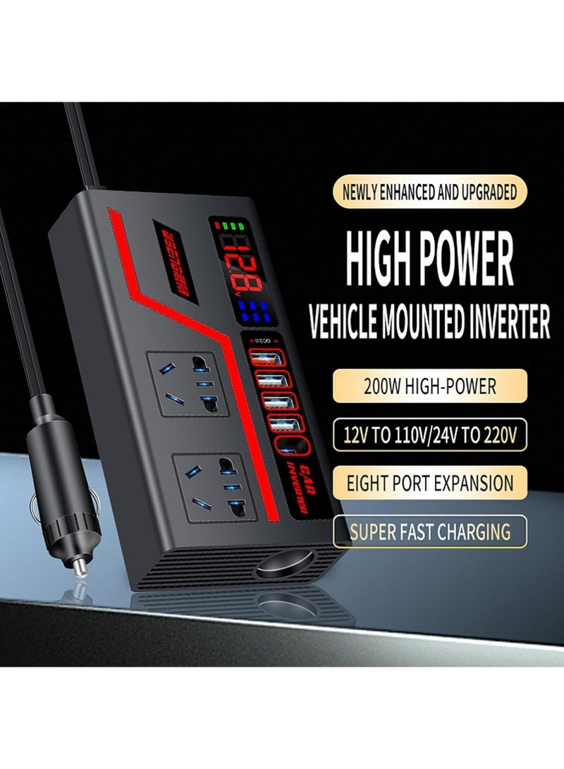 إكس ليفيل محول الطاقة للسيارة-مخرج محول السيارات  محول مخرج الكهربائي للسيارة, مخرج الطاقة لمحول السيارة 200 واط, محول الشاحنة مخرج مخرج التوصيل, محول شاحنة cigarette lighterrr 12 / 24V مدخل السيارة - Image 1