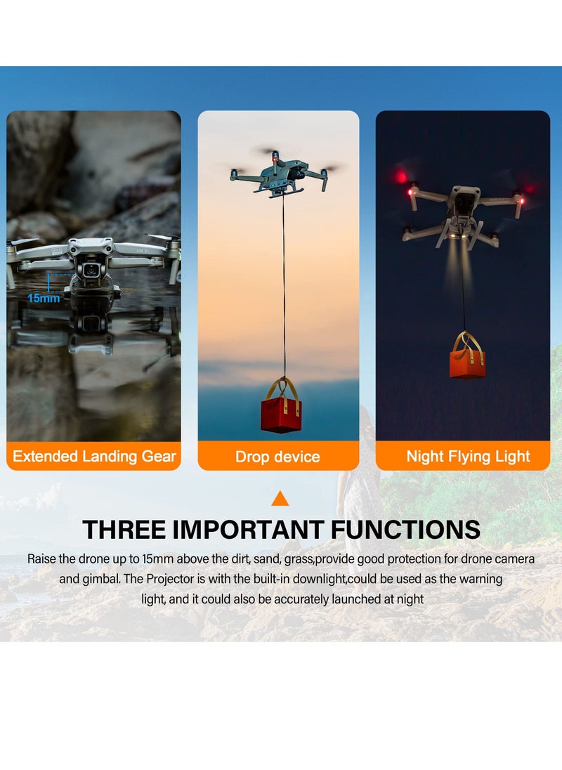 SYOSI - Air Drop System with Landing Gear for DJI Air 2s/Mavic Air 2 Drone Foldable Air Drop Release Multi-scene Air Drop Device Throw Throw Throw Thrower Fish Bait Ring Remote Drop Expansion Accessories - Image 1