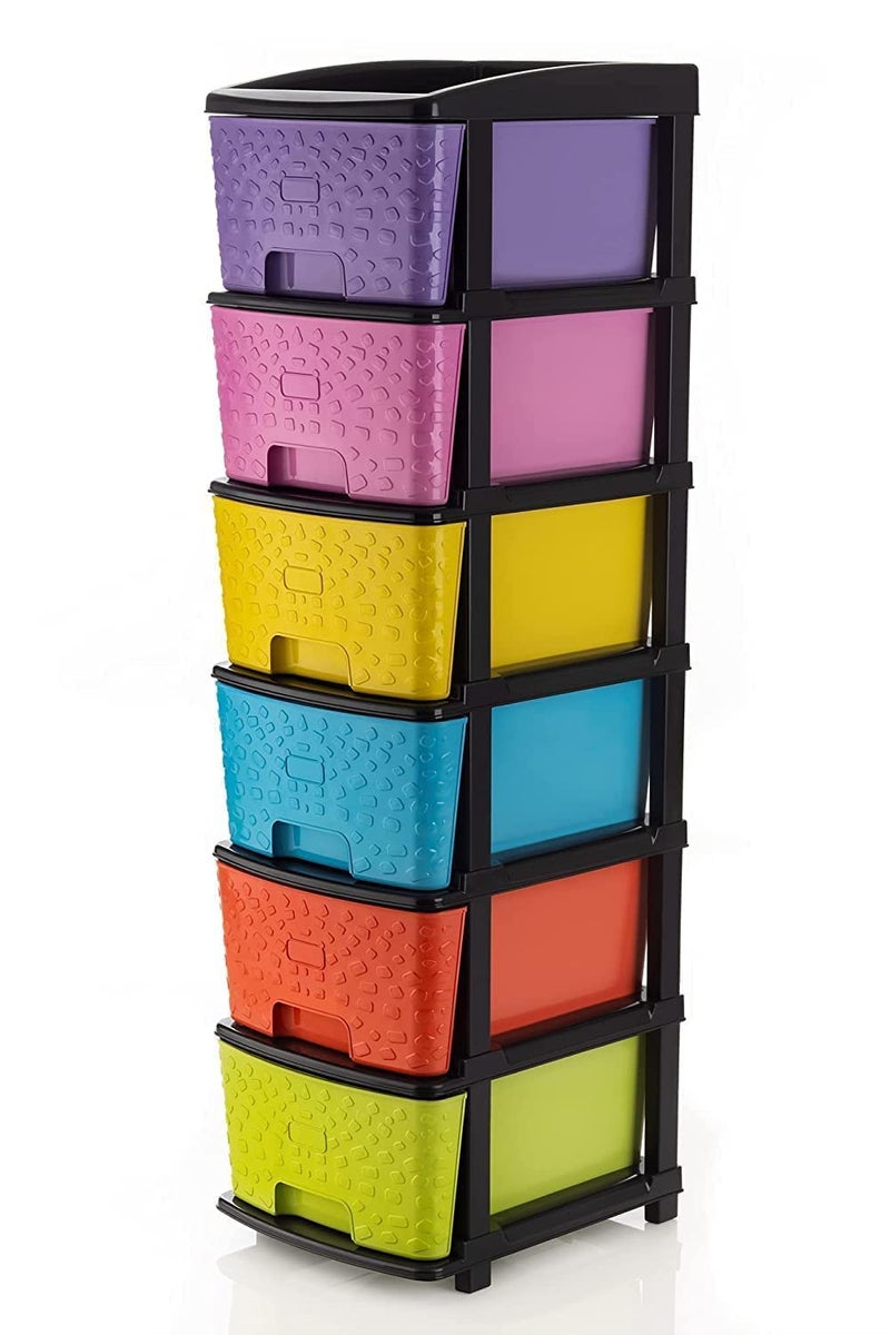 AVZEEGO 6XL Plastic Modular Drawer System for Home, Office, Hospital, Parlor, School, Doctors, Home and Kids, Product Dimension When assembeled (30cmx38cmx116 cm) (MULTI STONE, 6XL) - Image 1