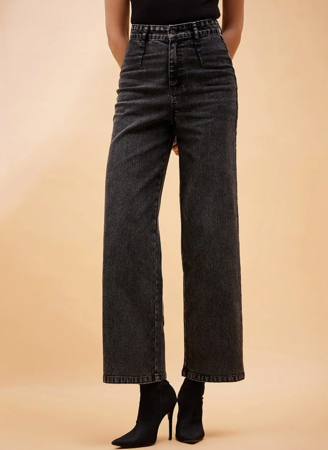 ساسافراس High-Rise Dark Acid Wash Jeans for Women