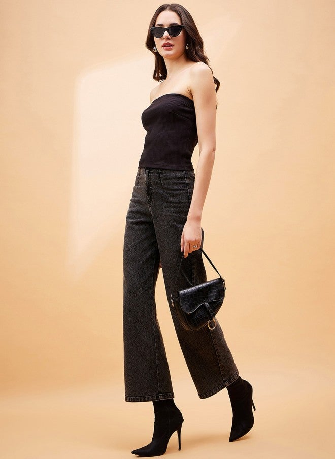 ساسافراس جينز نسائي داكن بخصر مرتفع وغسيل حمضي - Image 5