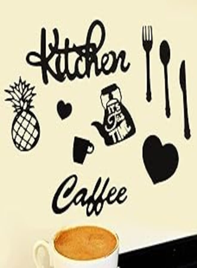 Generic Kitchen coffe wooden pieces set attractive and varied shapes with adhesive to install on the wall easily 