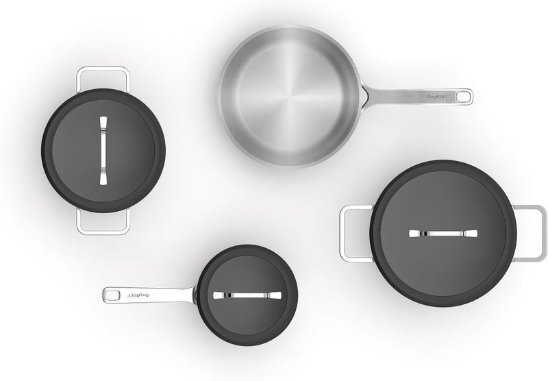 BergHOFF Culina 7-Piece Stainless Steel Cookware Set – Induction Ready, Ovenproof, Glass Lids with Straining, Saucepan, Casserole, Stockpot & Frypan - Image 3