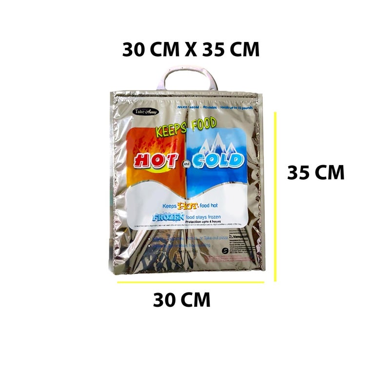 Take Away Hot and Cold Small Bag for Food Storage, Reusable, Thermal,Aluminium Foil (3 Layer Protection, Size – 35 x 30 cm) Pack of 1 - Image 4
