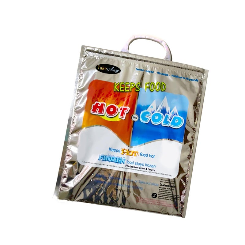 Take Away Hot and Cold Small Bag for Food Storage, Reusable, Thermal,Aluminium Foil (3 Layer Protection, Size – 35 x 30 cm) Pack of 1 - Image 1