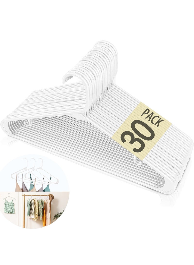 Plastic Clothes Hangers 30 Packs Heavy Duty Durable Coat and Clothes Hangers Lightweight Space Saving Laundry Hangers (White) - Image 1