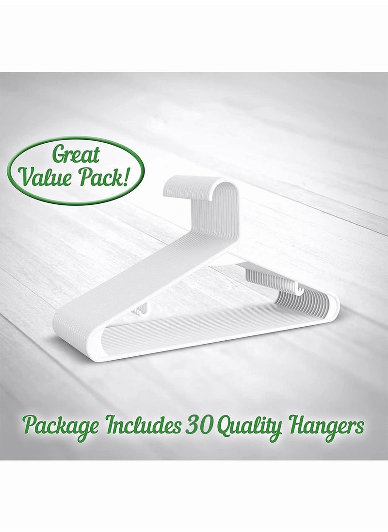 Plastic Clothes Hangers 30 Packs Heavy Duty Durable Coat and Clothes Hangers Vibrant Color Hangers Lightweight Space Saving Laundry Hangers (White) - pzsku/ZF41CA456291AA9625257Z/45/_/1689659581/cd27f5ea-3f90-44bd-86db-d0f6410d0dbe