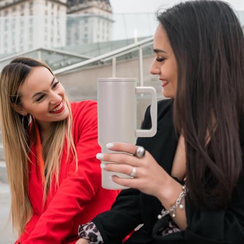KELVEE Tumbler with lid and Straw 1200ML Cup Stainless Steel Insulated Tumbler for Water, Iced Tea or Coffee 1.2L Office Gym Travelling (Rose Cream) - Image 5