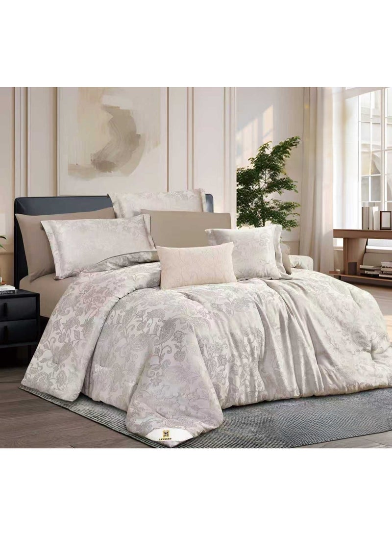 Luxury summer royal bridal double bed sheet set, 8 pieces, attractive colors to suit your room decor. Size: 1 quilt 240*260cm, 1 sheet 200*200cm, 2 pillowcases 50*75cm, 2 cushions 50*75cm, 2 throw pillows 45*45cm.. - Image 1