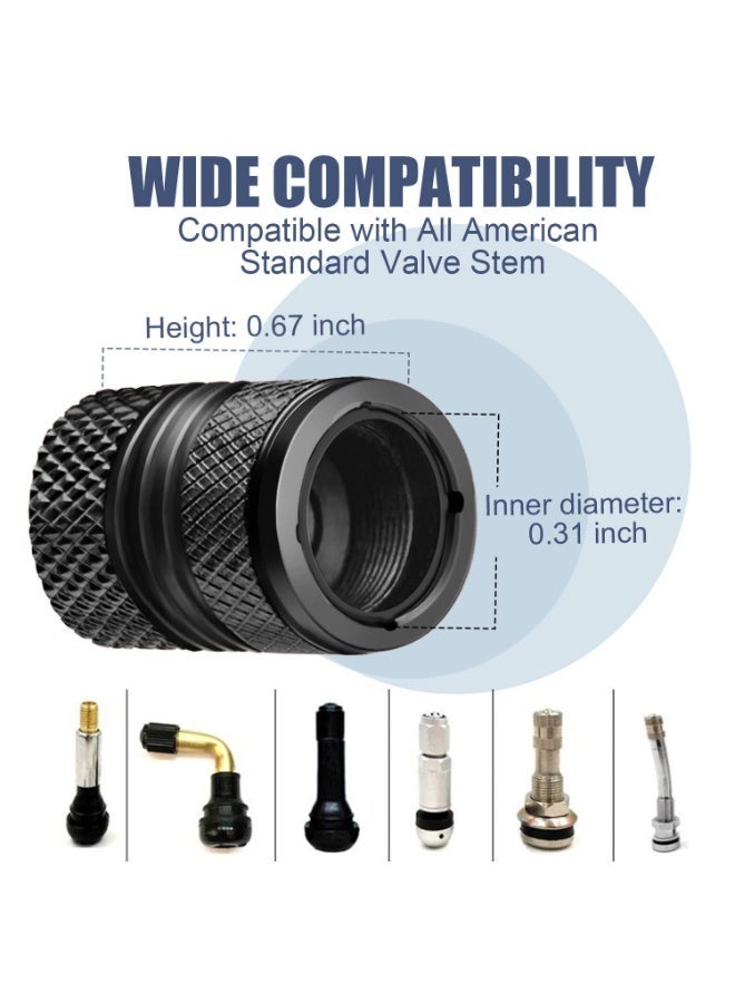 Lyaxm 12 PCS Tire Valve Stem Caps for Car Tires Air Caps Cover 8 Pack Corrosion Resistant Premium Alloy Leak-Proof Universal for SUV Truck Motorcycle Bike Black - Image 4
