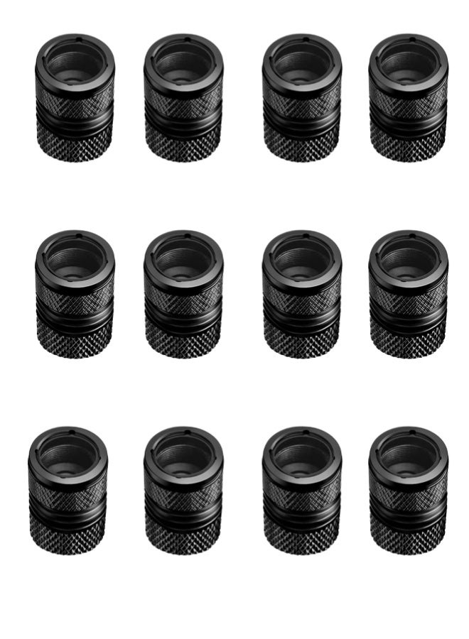 Lyaxm 12 PCS Tire Valve Stem Caps for Car Tires Air Caps Cover 8 Pack Corrosion Resistant Premium Alloy Leak-Proof Universal for SUV Truck Motorcycle Bike Black - Image 1