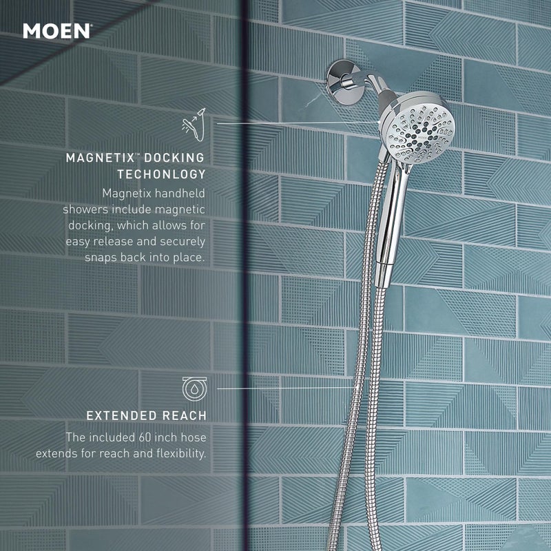 Moen Engage Magnetix Shower Head with Handheld Sprayer, 6 Handheld Shower Head Spray Functions, Chrome Finish, 26100EP - Image 4