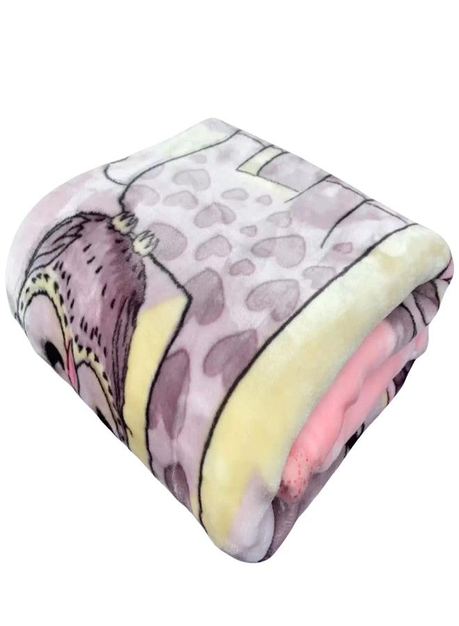 Tip 'n' Top Cartoon Crib Soft Mink Blanket for Heavy Winter (Poly Cotton) for Baby boy and Baby Girl Pack of 1 - Pink - Image 1