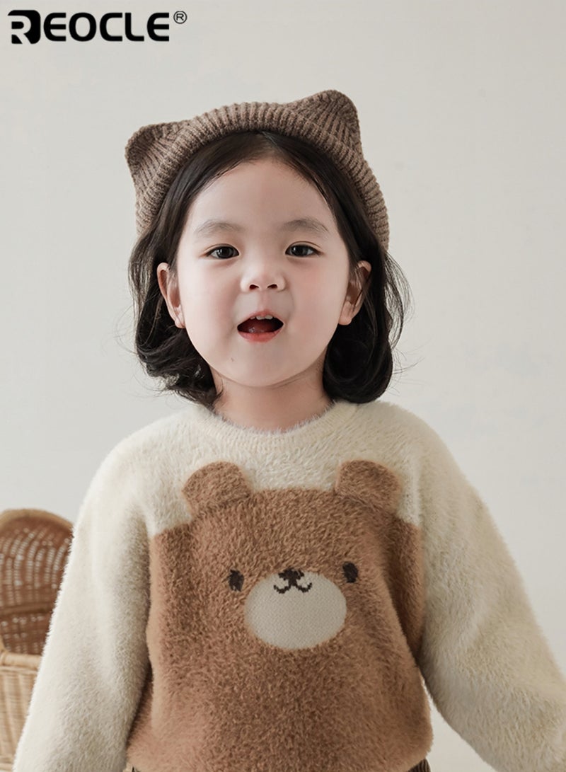 REOCLE Girl's Beret with Cat Ears and Playful Tail Design Children's Fashion Hat with Adorable Detail for Outdoor Party Dress Up - Image 2