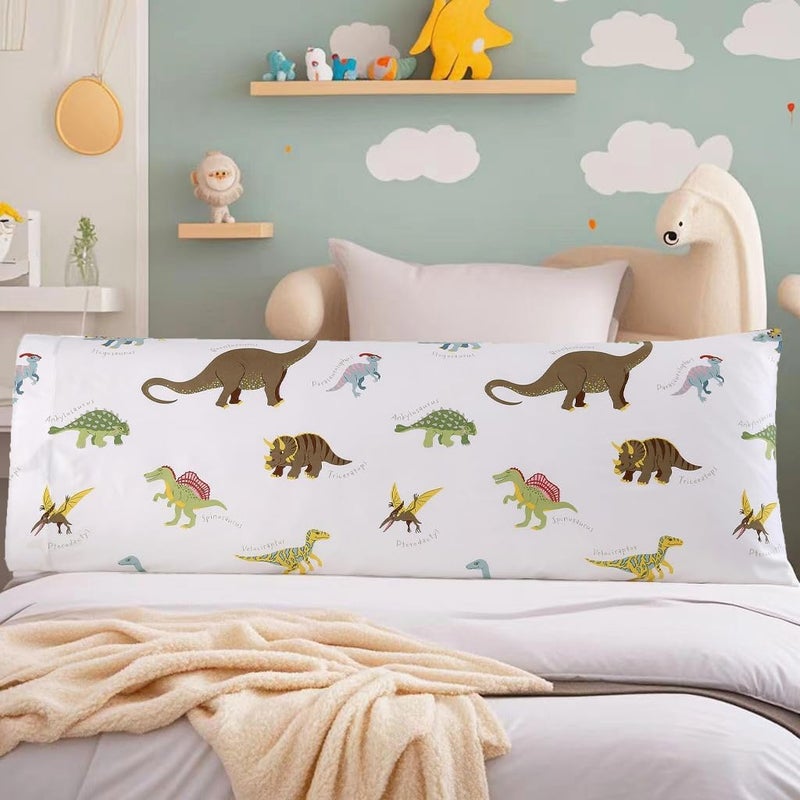 MAG 1Pcs Dinosaur Body PillowcaseDinosaur PillowcaseBased WhiteSoft Microfiber for Kids ToddlerTeens Boys and Girls - Image 1