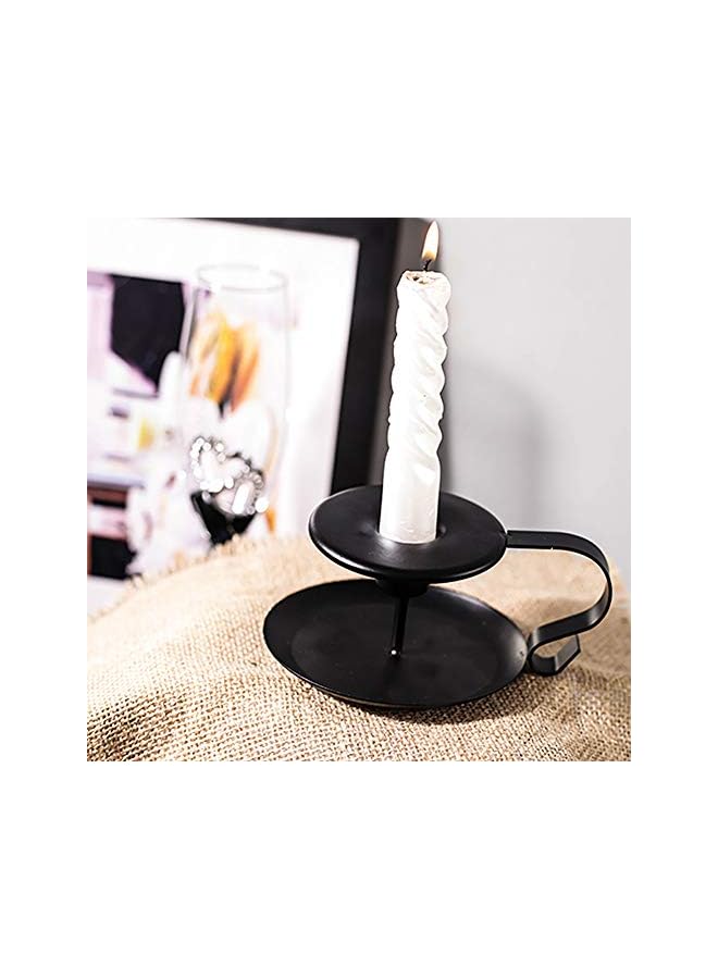 The Bros Retro Iron Taper Candle Holder, Set of 2, Simple Black Candlestick Holders Candlelight Stand for Halloween Christmas Dining Room Home Decoration Display 2 Pcs Black - Image 3