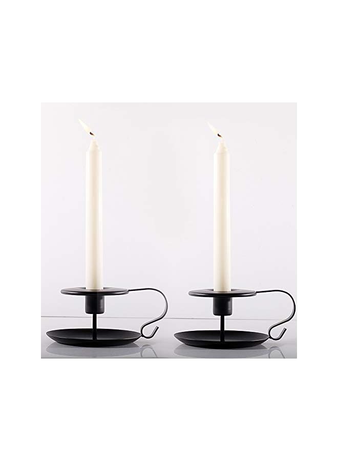 The Bros Retro Iron Taper Candle Holder, Set of 2, Simple Black Candlestick Holders Candlelight Stand for Halloween Christmas Dining Room Home Decoration Display 2 Pcs Black - Image 4