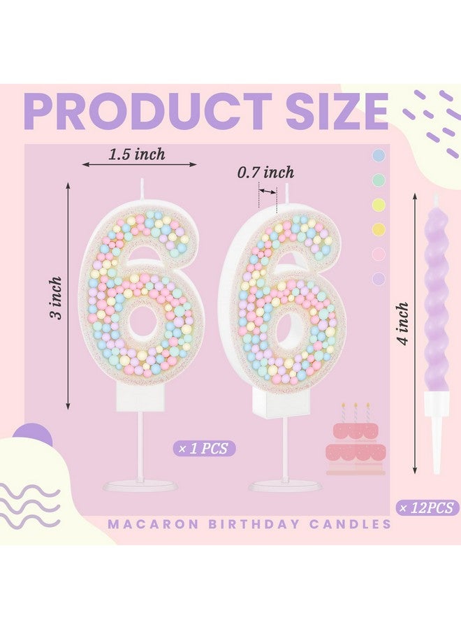 MTLEE Number 6 Birthday Candle with 12 Pcs Spiral Candles for Girls Macaron Pastel Rainbow Unicorn Pink Cake Topper for Sweet Theme Party Decoration - Image 2